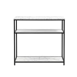 Artiss Console Table Marble Effect 3-Tier Sofa Entryway Side Table 90CM White