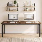 Artiss Computer Desk 2 Person Double Workstation Study Table Rustic Brown 200cm