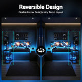 Artiss 200cm L Shaped Gaming Desk Computer Desk with LED Lights & Power Outlets