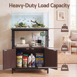 Artiss 20 Gallon Fish Tank Stand 3-Tier Aquarium Stand with Storage Cabinet and Open Shelf Walnut