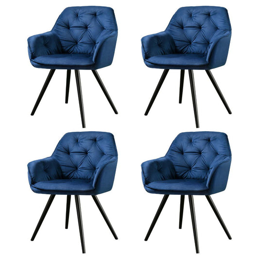 Artiss Dining Chairs Set of 4 Velvet Diamond Tufted Armchair Blue