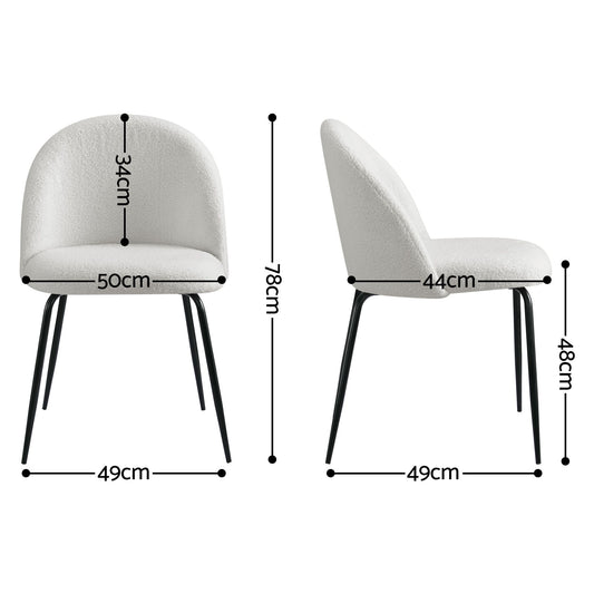 Artiss Dining Chairs Set of 6 Sherpa Boucle White