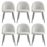 Artiss Dining Chairs Set of 6 Sherpa Boucle White