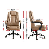 Artiss Massage Office Chair Executive Computer Gaming Chairs Brown PU Leather Espresso