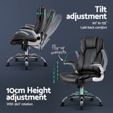 Artiss 8 Point Massage Office Chair PU Leather Black