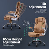 Artiss 8 Point Massage Office Chair PU Leather Brown