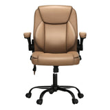 Artiss 2 Point Massage Office Chair Leather Mid Back Brown