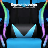 Artiss Gaming Office Chair 12 RGB LED Massage Computer Work Seat Footrest Cyan
