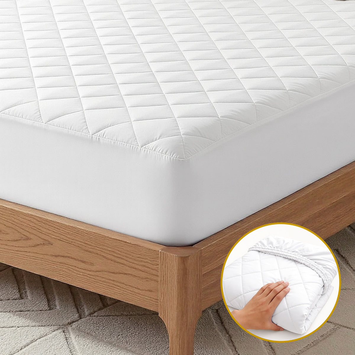 Giselle Waterproof Mattress Protector 100% Cotton Quilted Fitted Cover King