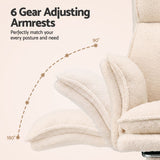 Artiss Big & Tall Criss Cross Office Chair with Flip Armrests Foot Rest Reclining Teddy Fleece Beige