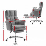 Artiss Big & Tall Criss Cross Office Chair with Flip Armrests Foot Rest Reclining Teddy Fleece Grey