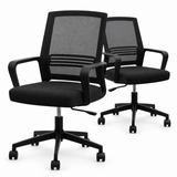 Artiss 2x Ergonomic Office Chair Mesh Mid Back Home Office Desk Chairs with Lumbar Support Black
