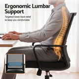 Artiss 2x Ergonomic Office Chair Mesh Mid Back Home Office Desk Chairs with Lumbar Support Black