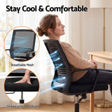 Artiss 2x Ergonomic Office Chair Mesh Mid Back Home Office Desk Chairs with Lumbar Support Black