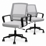 Artiss 2x Ergonomic Office Chair Mesh Mid Back Home Office Desk Chairs with Lumbar Support Grey