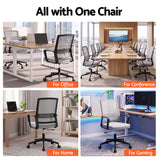 Artiss 2x Ergonomic Office Chair Mesh Mid Back Home Office Desk Chairs with Lumbar Support Grey