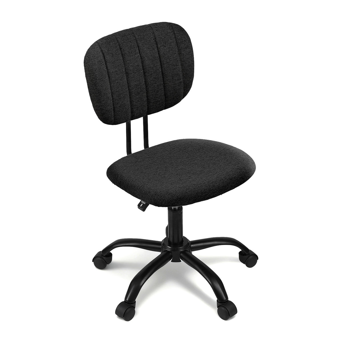 Artiss Armless Office Chair with Wheels, Ergonomic 360Â° Swivel Home Office Desk Chair, Height Adjustable Computer Task Chair with Fabric Back and Seat for Small Space, Black