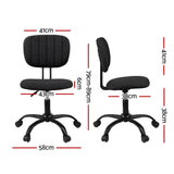 Artiss Armless Office Chair with Wheels, Ergonomic 360Â° Swivel Home Office Desk Chair, Height Adjustable Computer Task Chair with Fabric Back and Seat for Small Space, Black