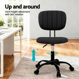 Artiss Armless Office Chair with Wheels, Ergonomic 360Â° Swivel Home Office Desk Chair, Height Adjustable Computer Task Chair with Fabric Back and Seat for Small Space, Black