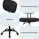 Artiss Armless Office Chair with Wheels, Ergonomic 360Â° Swivel Home Office Desk Chair, Height Adjustable Computer Task Chair with Fabric Back and Seat for Small Space, Black