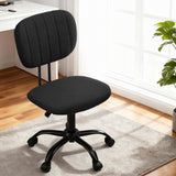 Artiss Armless Office Chair with Wheels, Ergonomic 360Â° Swivel Home Office Desk Chair, Height Adjustable Computer Task Chair with Fabric Back and Seat for Small Space, Black