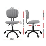 Artiss Armless Office Chair with Wheels, Ergonomic 360Â° Swivel Home Office Desk Chair, Height Adjustable Computer Task Chair with Fabric Back and Seat for Small Space, Grey