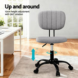 Artiss Armless Office Chair with Wheels, Ergonomic 360Â° Swivel Home Office Desk Chair, Height Adjustable Computer Task Chair with Fabric Back and Seat for Small Space, Grey