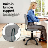 Artiss Armless Office Chair with Wheels, Ergonomic 360Â° Swivel Home Office Desk Chair, Height Adjustable Computer Task Chair with Fabric Back and Seat for Small Space, Grey
