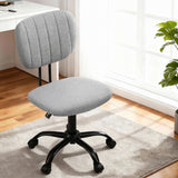 Artiss Armless Office Chair with Wheels, Ergonomic 360Â° Swivel Home Office Desk Chair, Height Adjustable Computer Task Chair with Fabric Back and Seat for Small Space, Grey