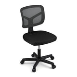 Artiss Armless Office Chair with Wheels, Ergonomic 360Â° Swivel Home Office Desk Chair, Height Adjustable Computer Task Chair with Fabric Back and Seat for Small Space, Black