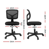 Artiss Armless Office Chair with Wheels, Ergonomic 360Â° Swivel Home Office Desk Chair, Height Adjustable Computer Task Chair with Fabric Back and Seat for Small Space, Black