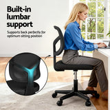Artiss Armless Office Chair with Wheels, Ergonomic 360Â° Swivel Home Office Desk Chair, Height Adjustable Computer Task Chair with Fabric Back and Seat for Small Space, Black