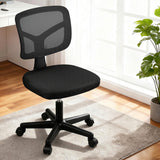 Artiss Armless Office Chair with Wheels, Ergonomic 360Â° Swivel Home Office Desk Chair, Height Adjustable Computer Task Chair with Fabric Back and Seat for Small Space, Black