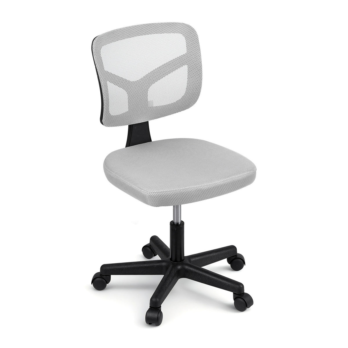 Artiss Armless Office Chair with Wheels, Ergonomic 360Â° Swivel Home Office Desk Chair, Height Adjustable Computer Task Chair with Fabric Back and Seat for Small Space, Grey