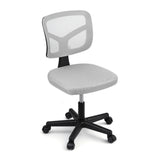 Artiss Armless Office Chair with Wheels, Ergonomic 360Â° Swivel Home Office Desk Chair, Height Adjustable Computer Task Chair with Fabric Back and Seat for Small Space, Grey