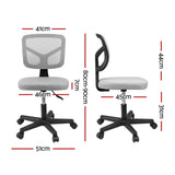 Artiss Armless Office Chair with Wheels, Ergonomic 360Â° Swivel Home Office Desk Chair, Height Adjustable Computer Task Chair with Fabric Back and Seat for Small Space, Grey
