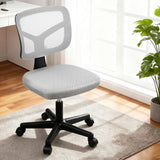 Artiss Armless Office Chair with Wheels, Ergonomic 360Â° Swivel Home Office Desk Chair, Height Adjustable Computer Task Chair with Fabric Back and Seat for Small Space, Grey