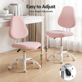 Artiss Armless Office Chair Ergonomic Soft Fleece Height Adjustable Vanity Desk Chair Pink