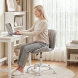 Artiss Ergonomic Office Chair Armless Height Adjustable Computer Desk Chair Fabric Light Grey