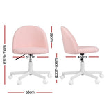 Artiss Office Chair Armless Swivel Vanity Desk Chair with Wheels Teddy Fleece Pink