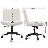 Artiss Armless Cross Legged Office Chair Wide Seat Vanity Chair Teddy Fleece Beige