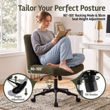 Artiss Armless Cross Legged Office Chair Wide Seat Vanity Chair Teddy Fleece Green