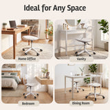 Artiss Clear Acrylic Office Chair Armless Swivel Vanity Desk Chair Mondern White