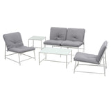 Gardeon 5-Piece Outdoor Sofa Set with Cushions table and Chairs White