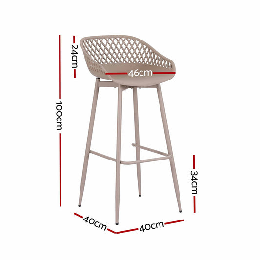 Gardeon 2PC Outdoor Bar Stools Plastic Metal Dining Chair Patio Furniture Coffee