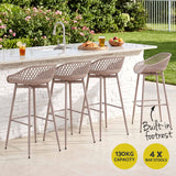 Gardeon 4-Piece Outdoor Bar Stools Plastic Metal Dining Chair Furniture Coffee