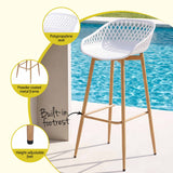 Gardeon 2PC Outdoor Bar Stools Plastic Metal Dining Chair Patio Furniture White