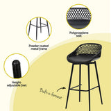 Gardeon 3PC Outdoor Bar Set Stools Dining Chairs Table Patio Furniture Bistro Set Black