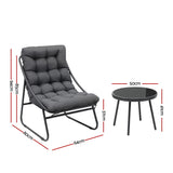 Gardeon 3PC Outdoor Bistro Set Patio Furniture Table and Chairs Steel Dining Chair