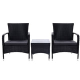 Gardeon 3PC Outdoor Bistro Set Patio Furniture Wicker Setting Chairs Table Luca